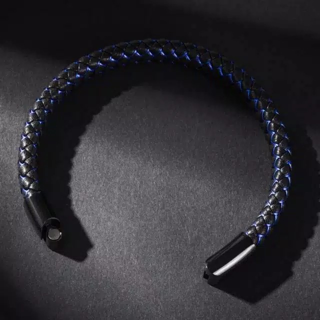 Gelang Kulit Gesper Magnetik Premium GK/L - Aksesoris Fashion Pria Leather Kulit