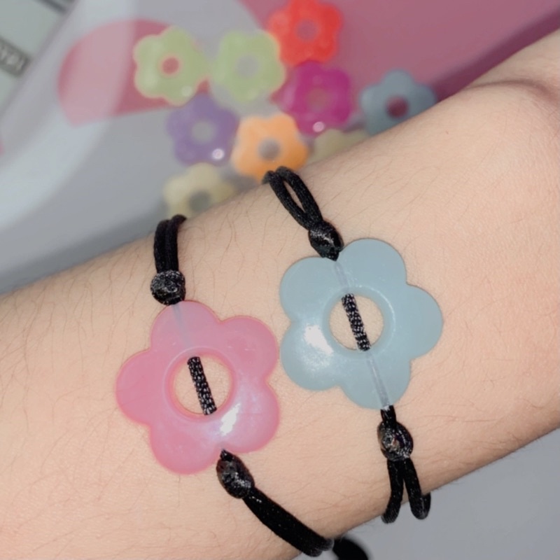GELANG TALI SATIN 1mm [ FLOWER PASTEL RANDOM ]