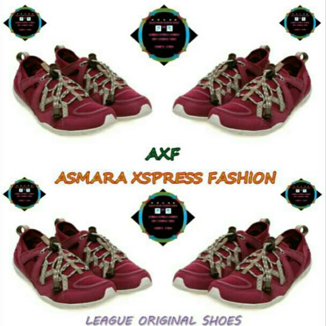 League Original Stride X River Lifestyle LA Sepatu Sneaker Sport - Nine Iron - Red Putih