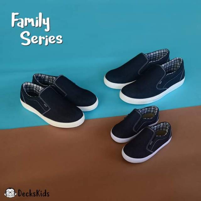 Family Series Sepatu Couple Ibu Ayah dan Anak Decks Kids Medley Dark Jeans