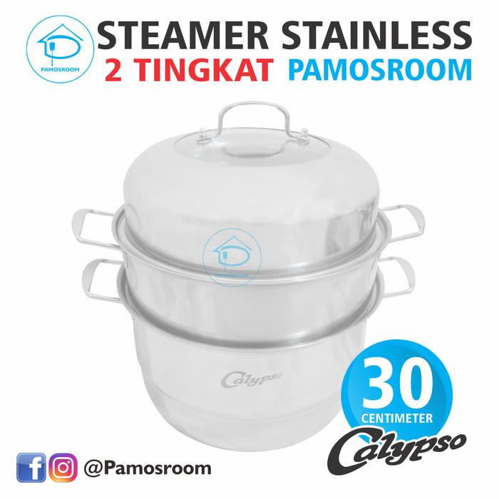 Panci Calypso Panci Kukus Steamer 3 Susun 30Cm Dandang Kukusan Stainless Ori