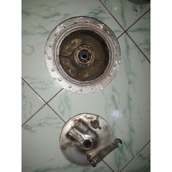 tromol + tutup tromol kampas rem rim depan set yamaha v75 v80 v 75 80 sdx robot excellent ori origin