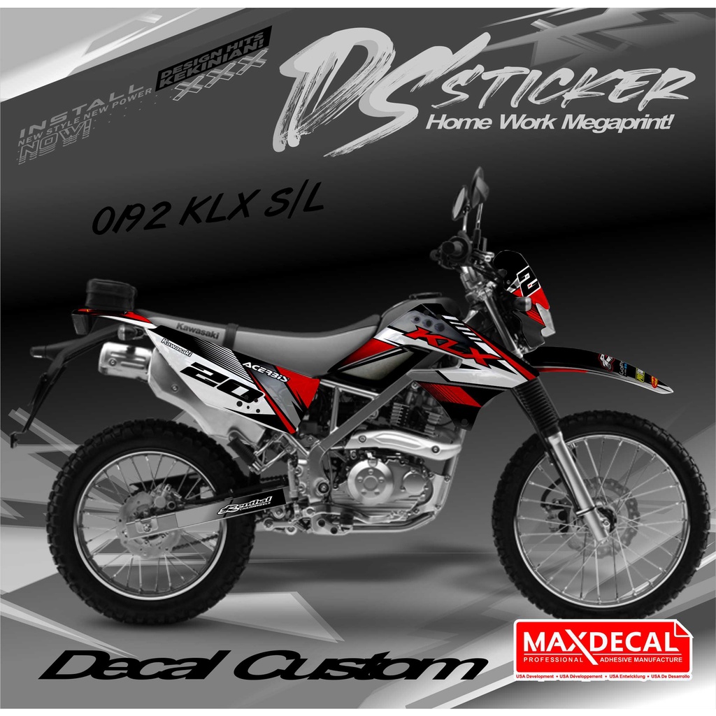 0192 Decal Stiker KLx Lama  Putih Hijau