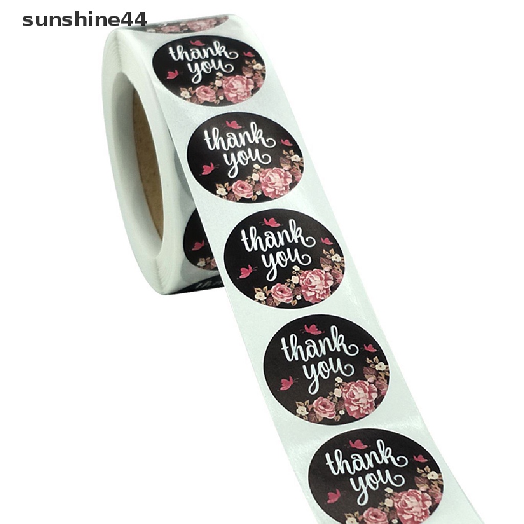 (Sunshine) 500pcs Stiker Label Segel Tulisan Thank You Untuk Kemasan Hadiah