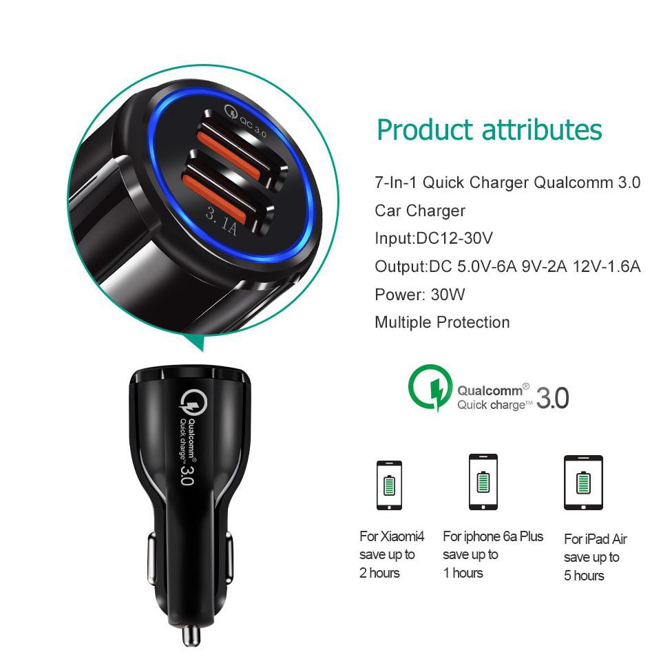 Car Charger Dual USB 2 Port 3.1A QC3.0 DC-681 Black Taffware IDO002 Grab Medan