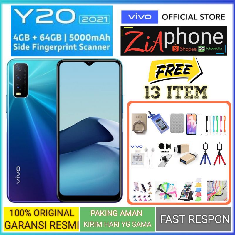 VIVO Y20 2021 RAM 4 /64 GARANSI RESMI 1 TAHUN | Shopee