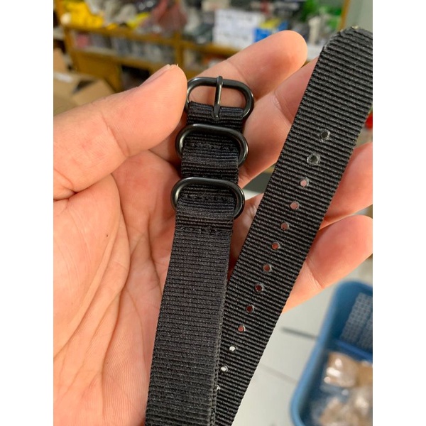 Strap Tali jam tangan Nato Kanvas full hitam 18MM