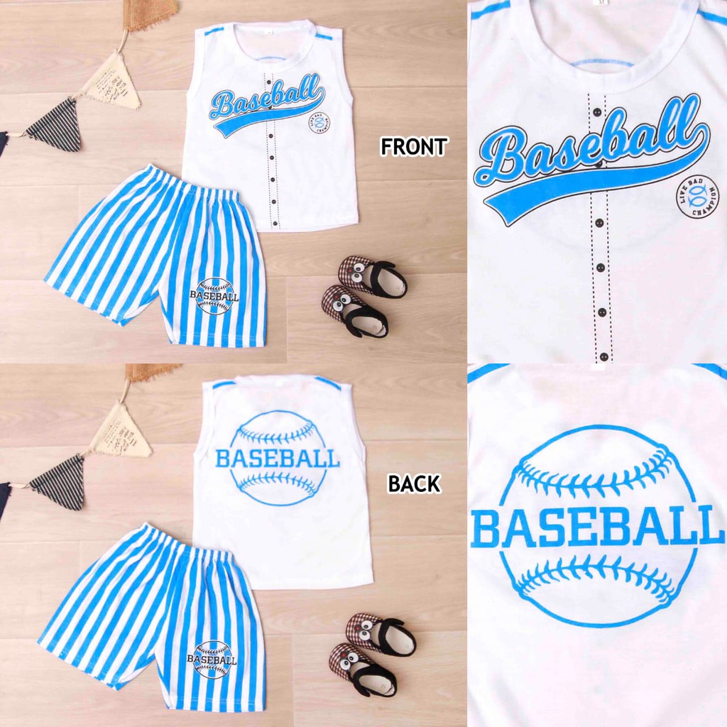 Jikialiang - SETELAN SINGLET ANAK LAKI LAKI USIA 1-3 TAHUN ELLONIA GAMBAR BASEBALL