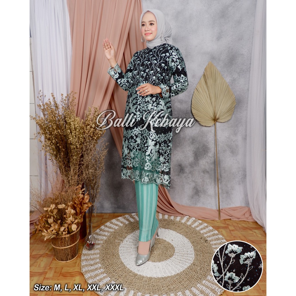 SET TUNIK TULLE BORDIR WARNA / STELAN TUNIK TULLE BORDIR WARNA