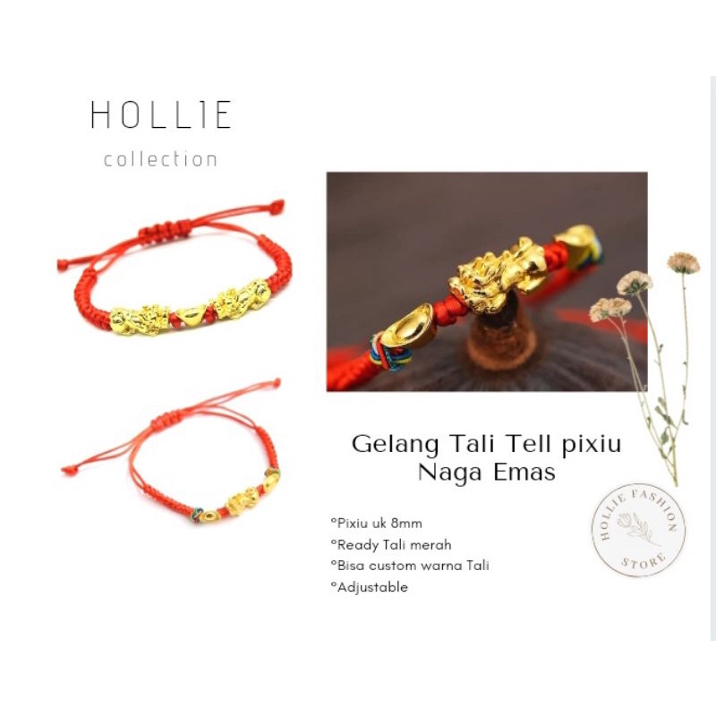Gelang Tangan Tali Wanita Gelang Pixiu Emas Naga Keberuntungan