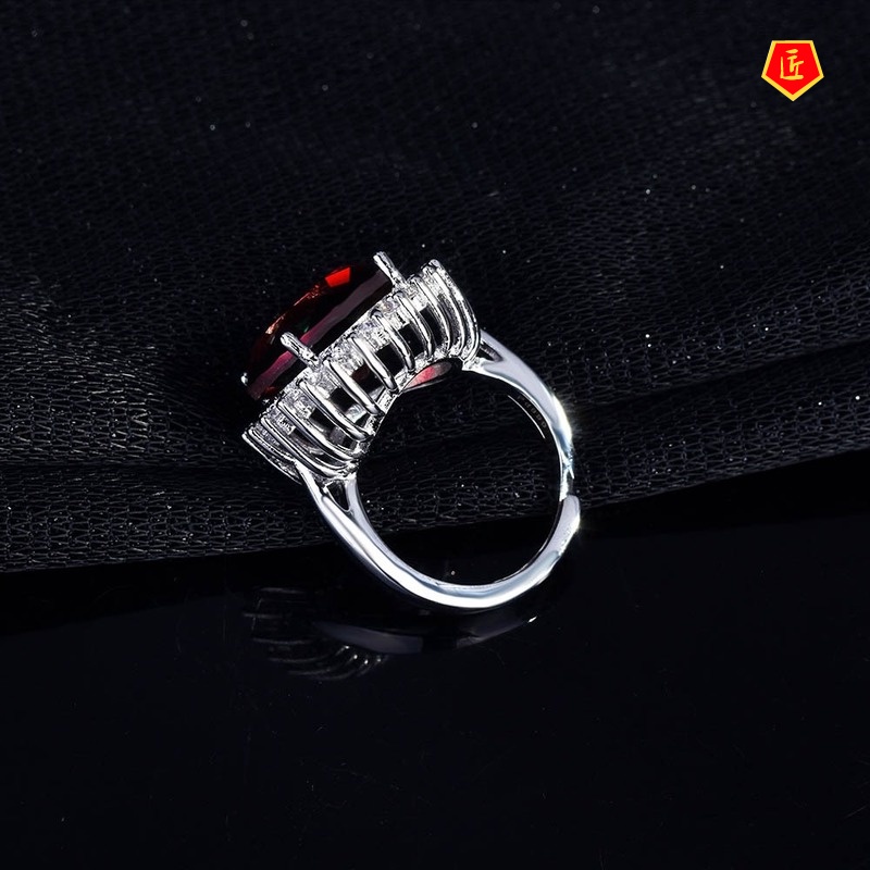 [Ready Stock]New Colored Gems Tourmaline Ring Pt950 Elegant and Personalized