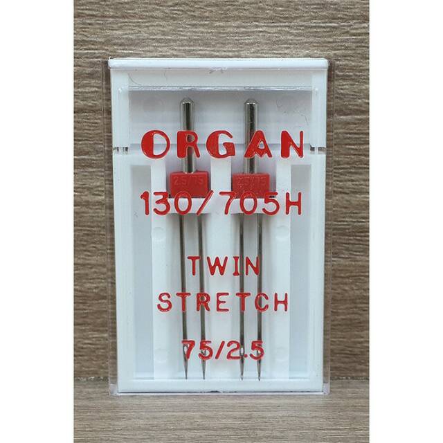 Jarum Kembar untuk Bahan Stretch 2.5 mm merk Organ Needles