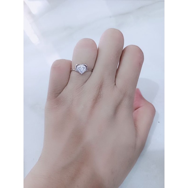 cincin perak asli 925 lapis emas cincin wanita model love mata putih - perhiasan silver 925 asli