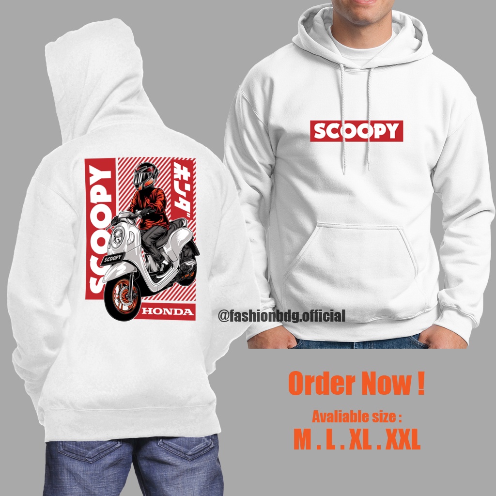 JAKET SCOOPY DISTRO KEREN / SWEATER HOODIE HONDA SCOOPY / SWEATER SCOOPY BAHAN TEBAL JUMBO M L XL XXL