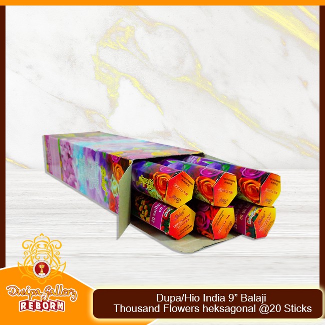 Dupa/Hio Wangi india 9&quot; Balaji Thousand Flowers Heksagonal @20 sticks (6pcs/box)