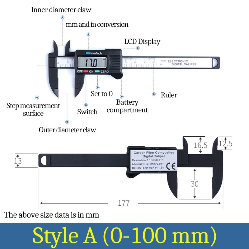 Electronic LCD Digital Display Vernier Caliper 0-150mm/0-100mm Plastic Micrometer Digital Caliper Measurement Tool