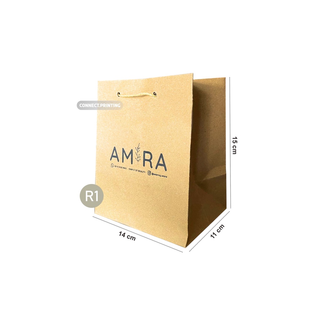 

(1 lusin) Paper bag polos/sablon / Tas / goodibag (14x11x15.5) craft cokelat (R1)