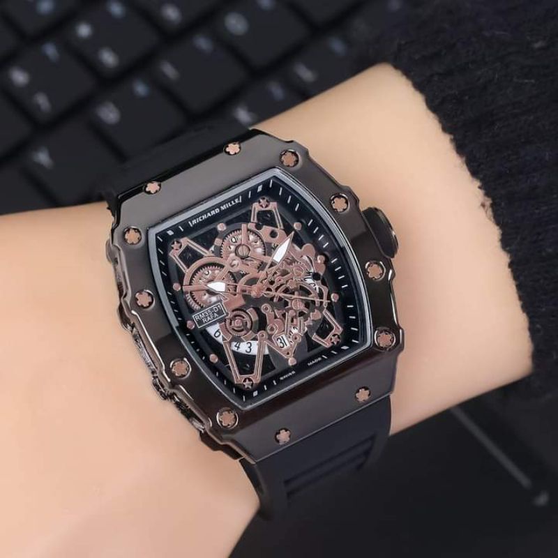 JAM TANGAN PRIA RM RUBBER PREMIUM 4,5CM