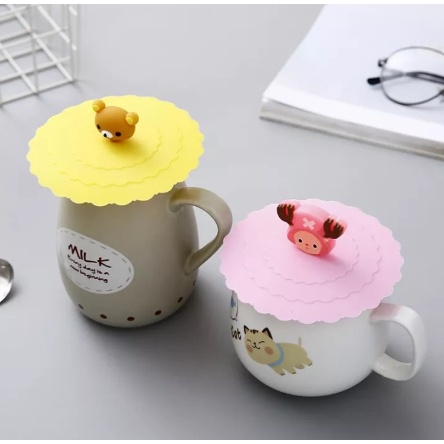 TUTUP GELAS SILIKON COVER CANGKIR SILICONE MUG KARAKTER LUCU MURAH / TUTUP GELAS DAN CANGKIR SILIKON KARAKTER TAHAN PANAS KEDAP UDARA