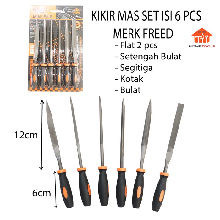 FREED Kikir Mas Set Isi 6 Pcs - Alat Kikir Emas Gagang Karet