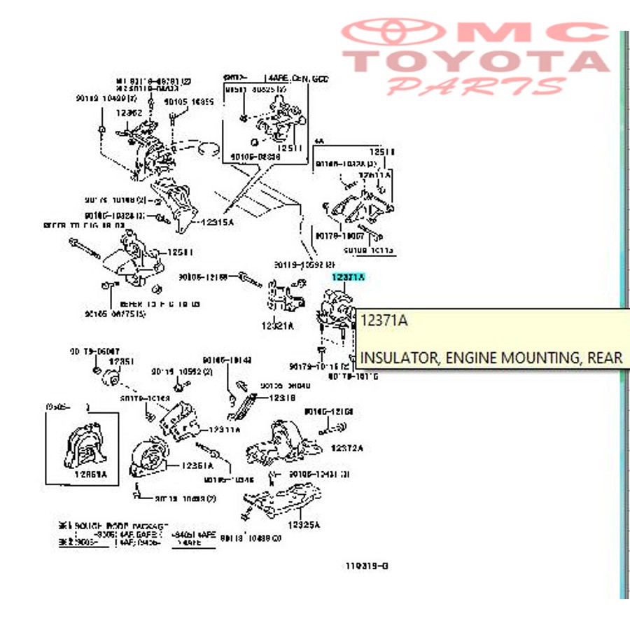 Engine Mounting Belakang Corolla Great All New | 12371-15241