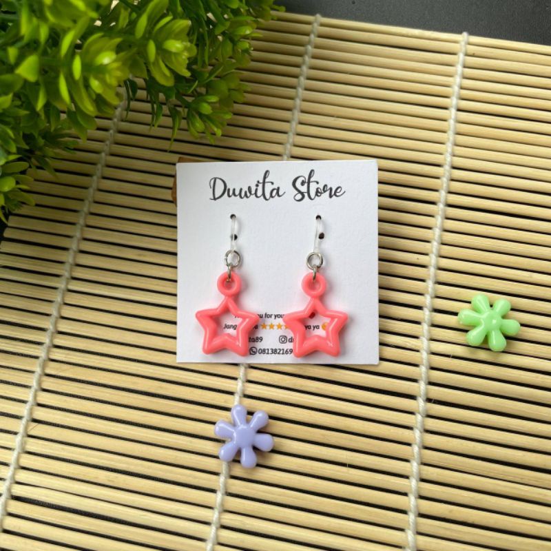 HANDMADE ANTING ANAK/DEWASA KAITAN PLASTIK MOTIF BINTANG