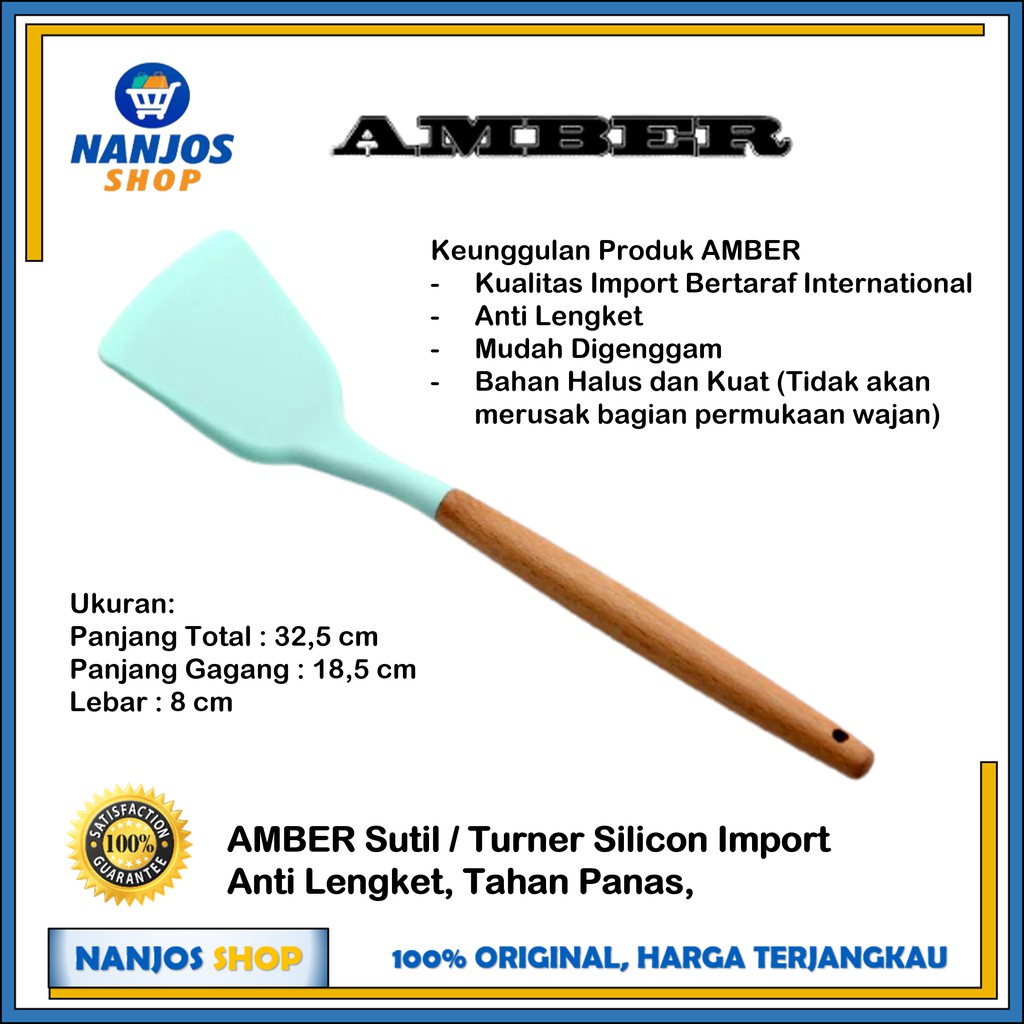 AMBER Sodet Spatula Sutil Silicon Anti Lengket Tahan Panas Import