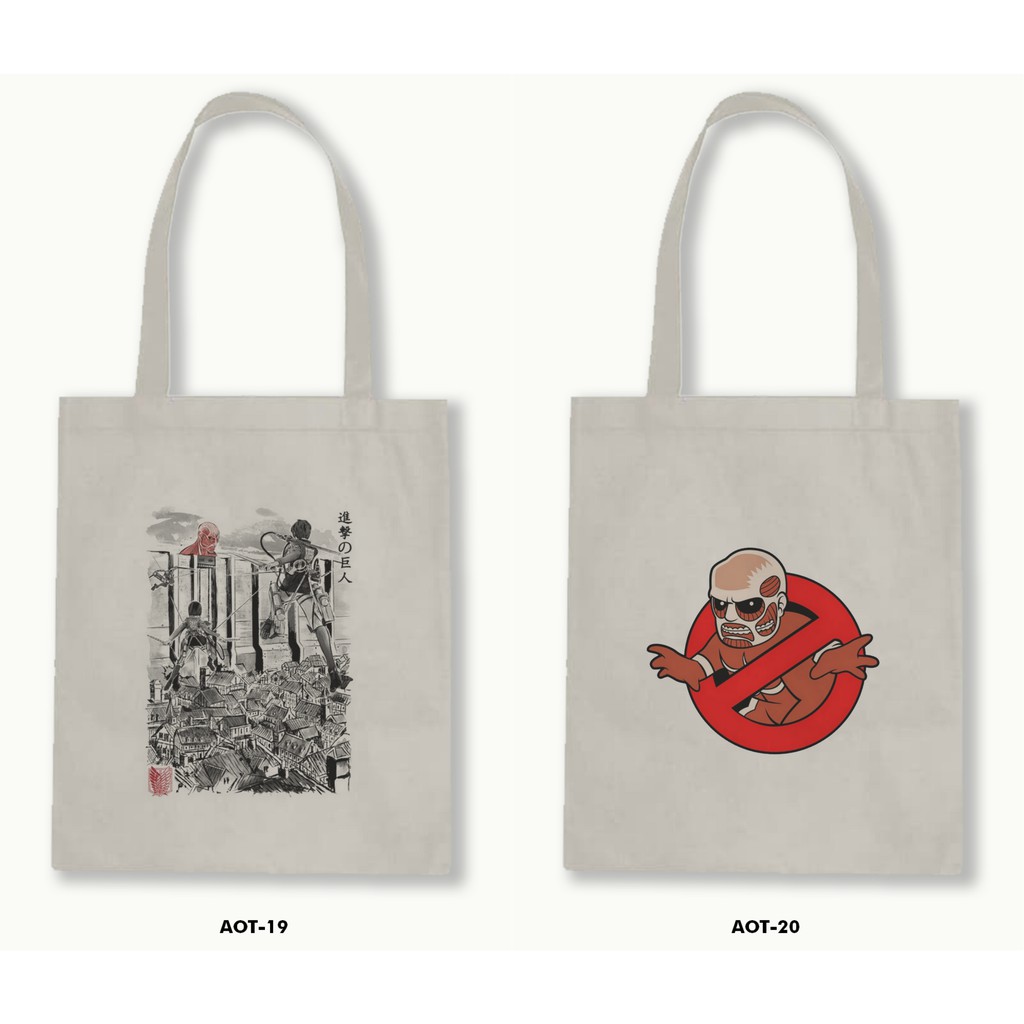 Tas Tote Bag Resleting Kanvas/Blacu  Attack On Titan .01
