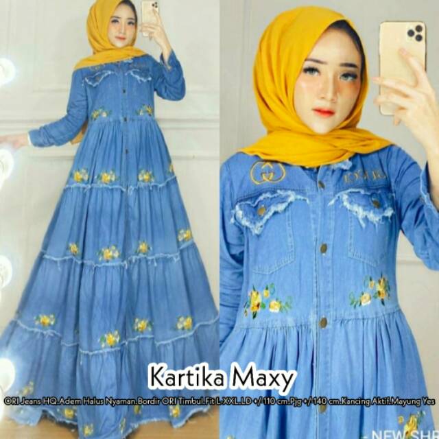 MAXI DRESS//GAMIS KARTIKA MAXY BY ANA HIJAB//GAMIS BAHAN ORI JEANS