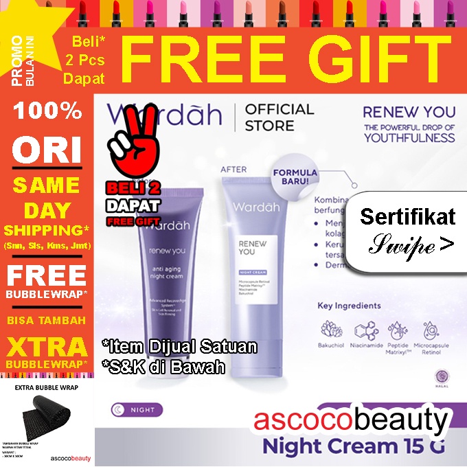 Wardah RENEW YOU ANTI AGING | Day Cream Night Eye Intensive Serum Treatment Toner Essence Facial Wash Face ✰ ascocobeauty ✰