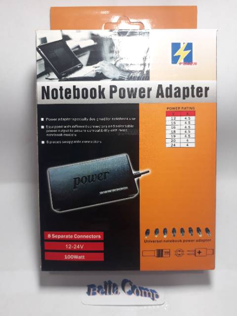 Adaptor Laptop notebook Universal 100W Output Range 12 15 16 18 19 20 24 Volt