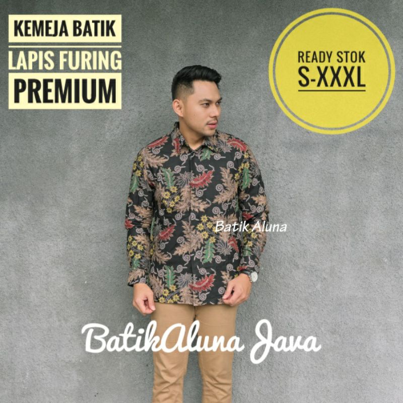 Kemeja Batik Pria Solo Premium Lapis Furing Lengan Panjang Motif Sogan Keren Batik Cowok Dewasa Grat