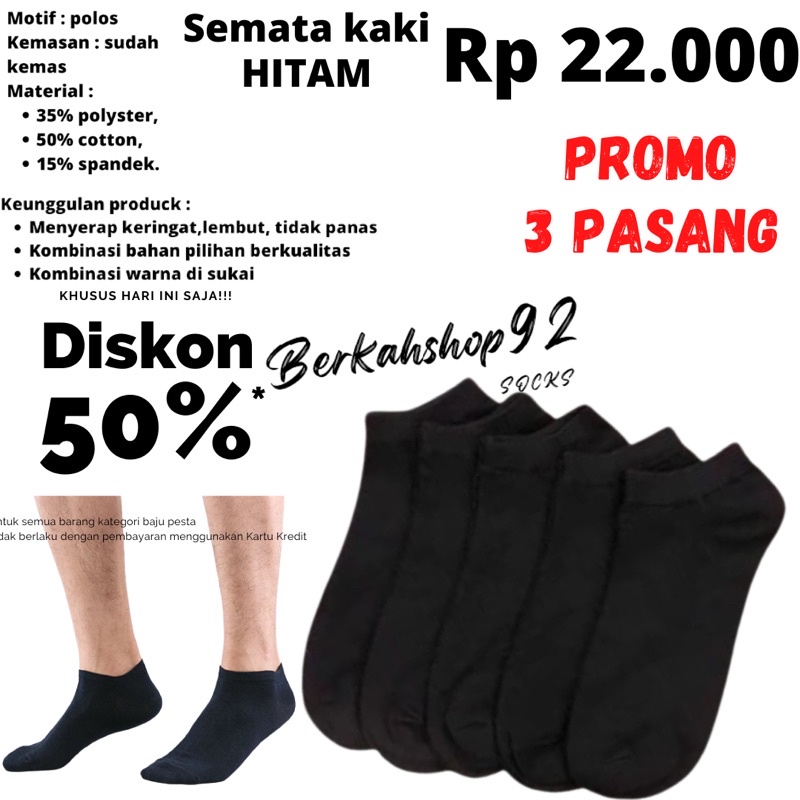 PAKET 3 PASANG KAOS KAKI PENDEK MATAKAKI PRIA WANITA DEWASA