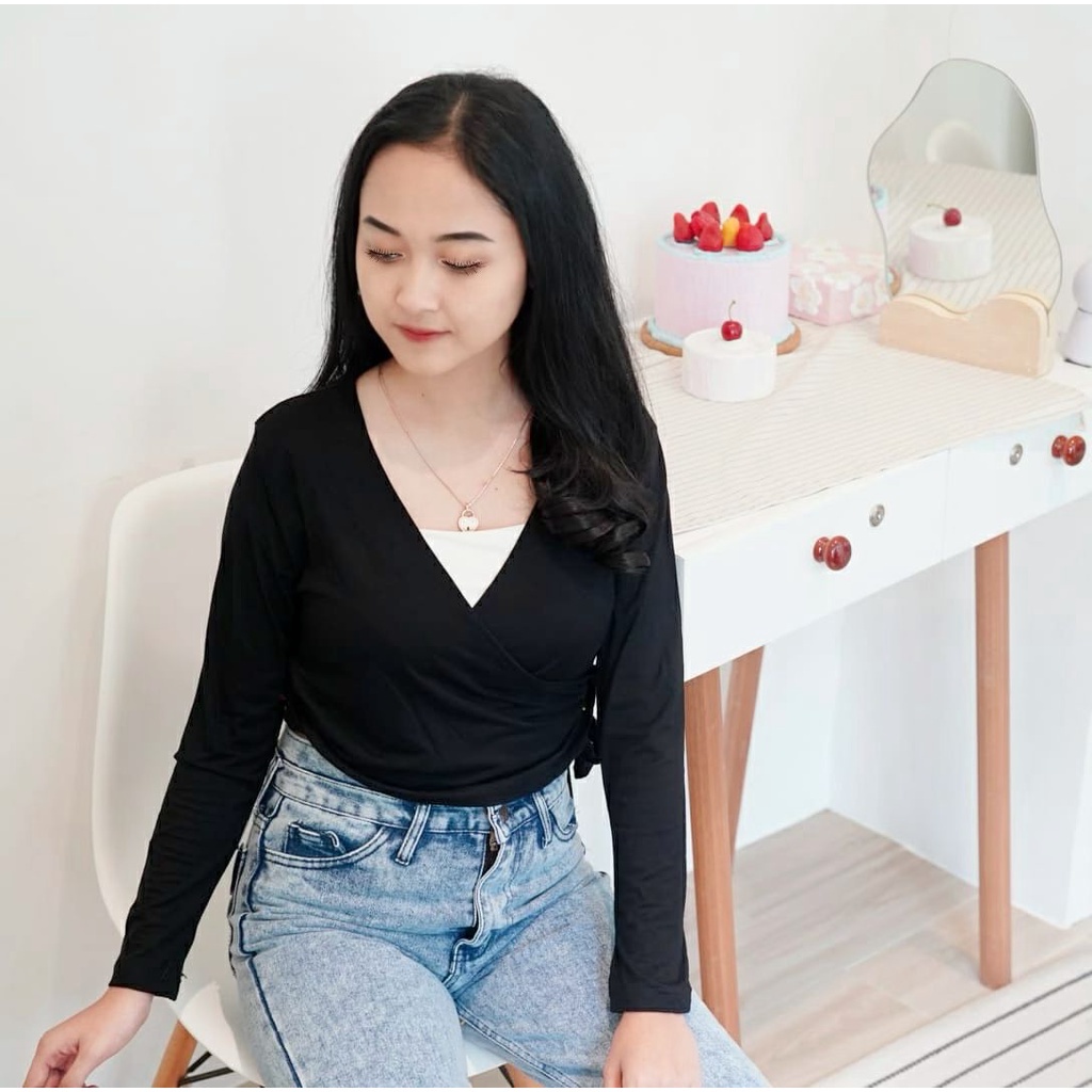 BEFAST - ZFS OOTD Wanita Blouse JINISE / SLING LONG SEXY TOP / Pakaian Blouse Kasual / Blouse Crop Lengan Panjang / Fashion Ala Wanita Remaja Korean Style / Blouse Polos Casual / Trendy / Blosue Kekiniaan Remaja / OOTD Tervaru Wanita 2022