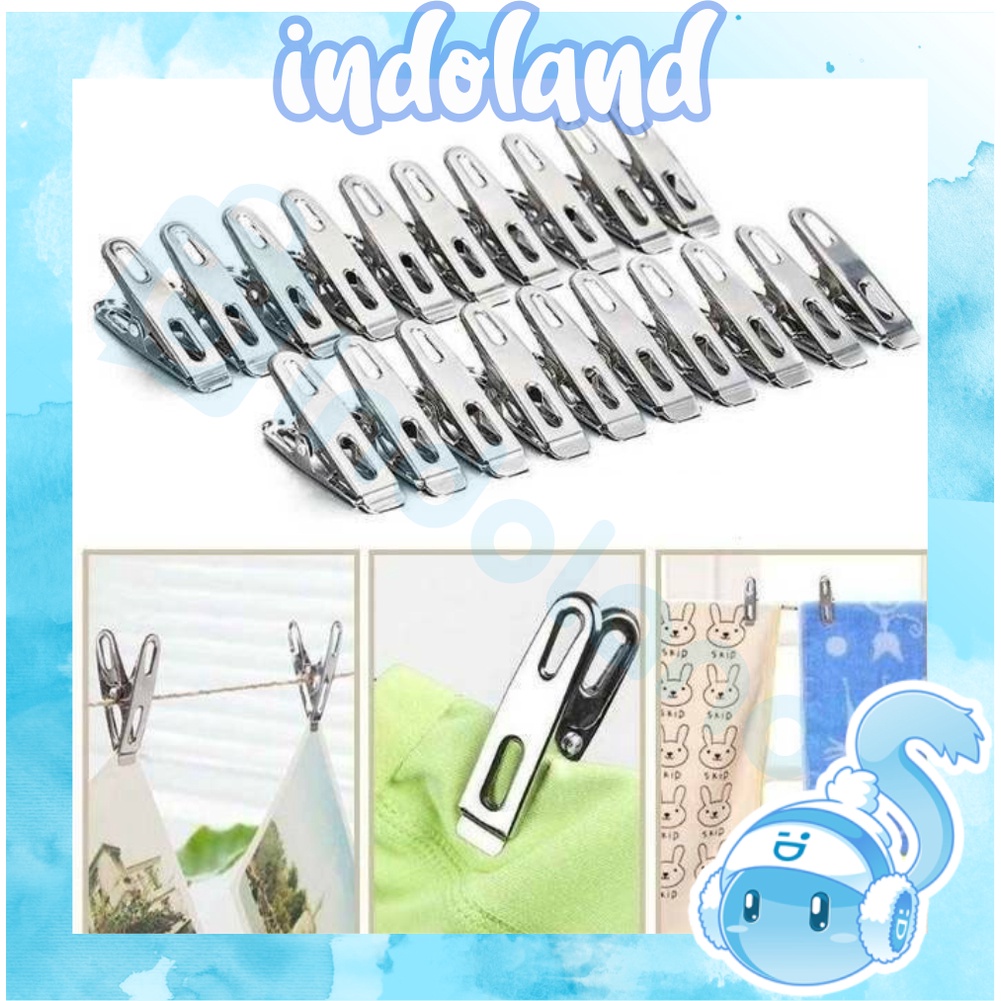 ☀ INDOLAND ☀ Jepitan Jemuran Anti Karat Stainless steel Jepitan Baju Pakaian SS R584