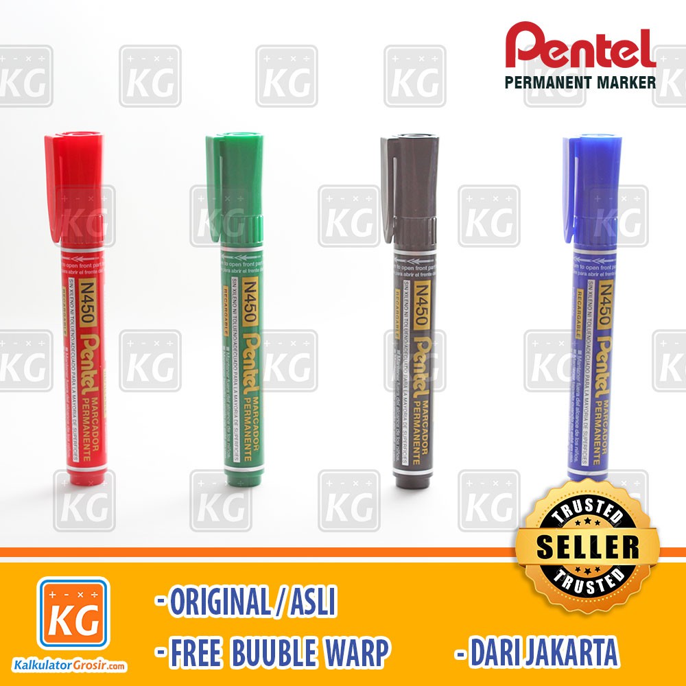 Permanent Marker Pentel N450 Asli Jepang Refillable Spidol Permanen Pentel