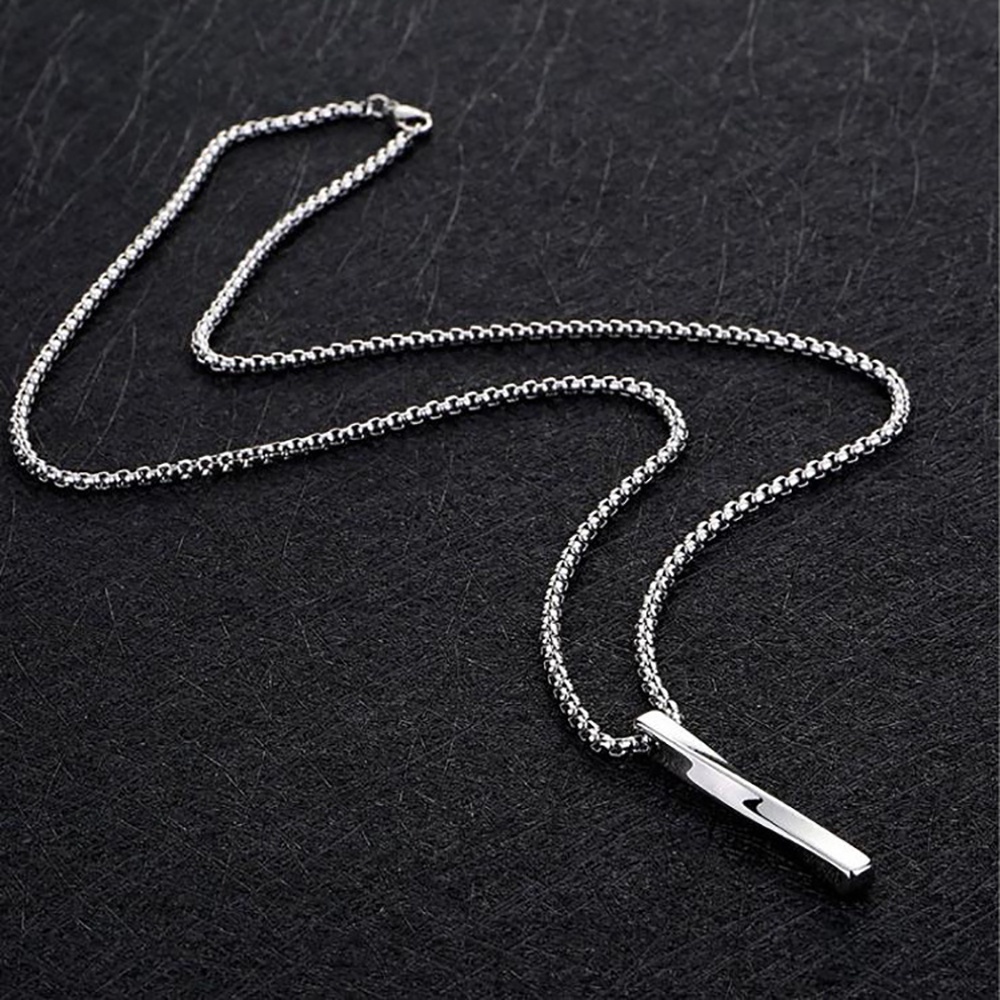 Needway  Simple Spiral Necklace Hip Hop Pendant Necklace Clavicle Chain Punk Creative Men Rectangle Minimalist Boys Fashion Jewelry/Multicolor