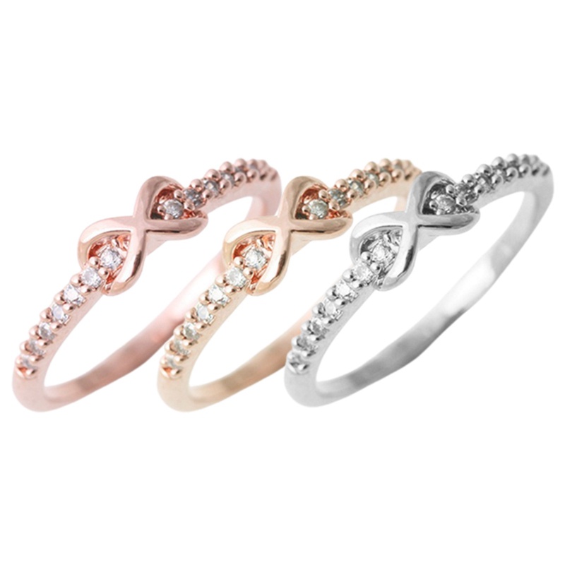 Cincin Infinity Bahan Sterling Silver 925 Hias Berlian Untuk Hadiah Pernikahan