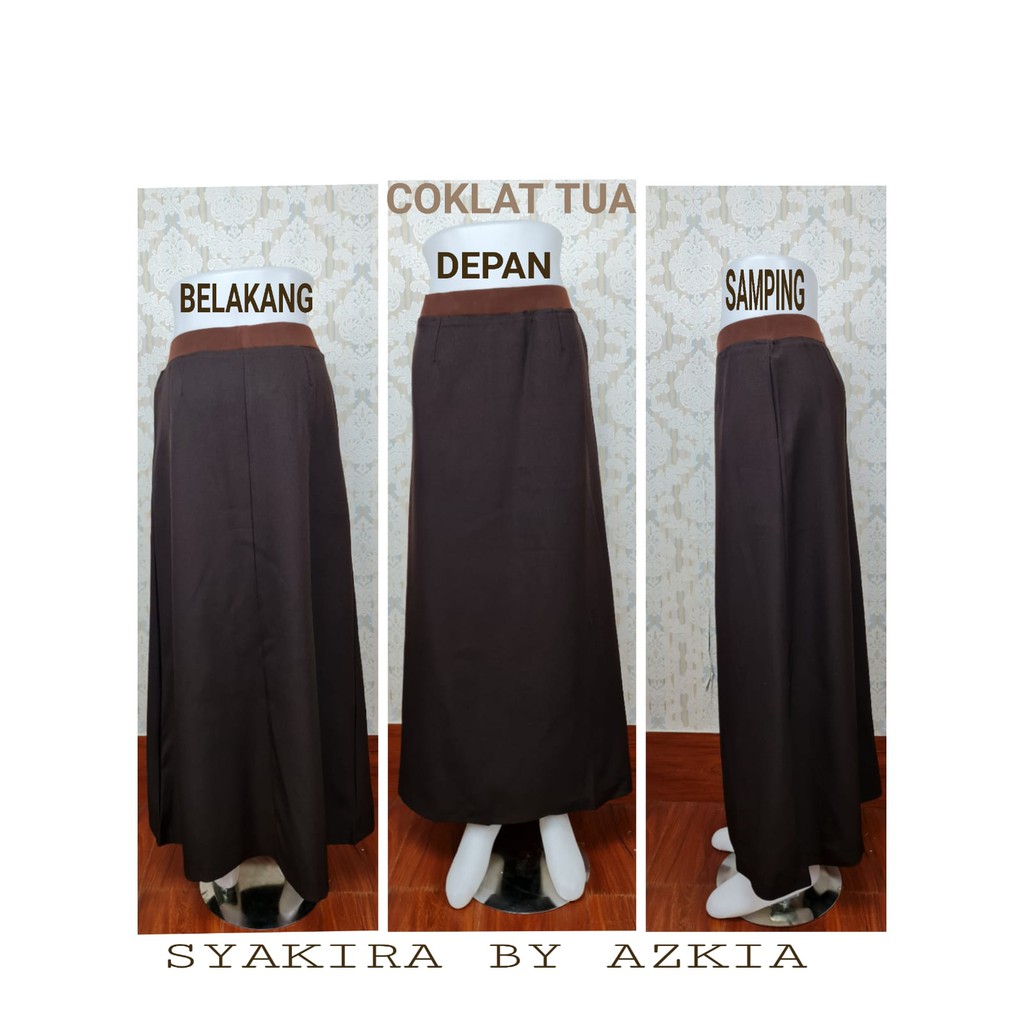 Rok Kerja Model A Full Karet warna khaki-cokelat susu-kuning-cokelat tua-dongker-hitam-Rok Wanita-Rok Kantor-Rok Kerja-Rok Kuliah-Rok untuk Formal