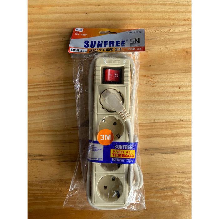 Sunfree Jupiter 34 Stop Kontak 3 meter 4 lubang