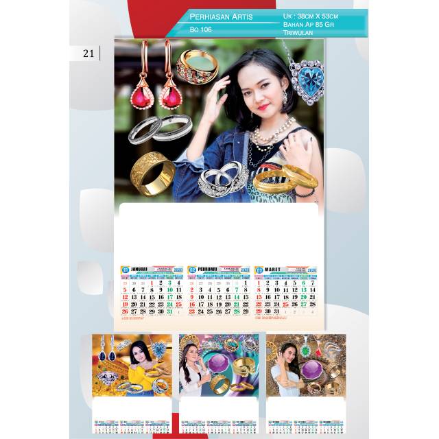 

Kalender dinding Triwulan artis Perhiasan tahun 2020