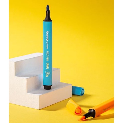 

RK Deli EC153-12 Larva Felt Pen / Spidol Warna 12 Warna Mudah Dicuci Warna Cerah dan Tebal