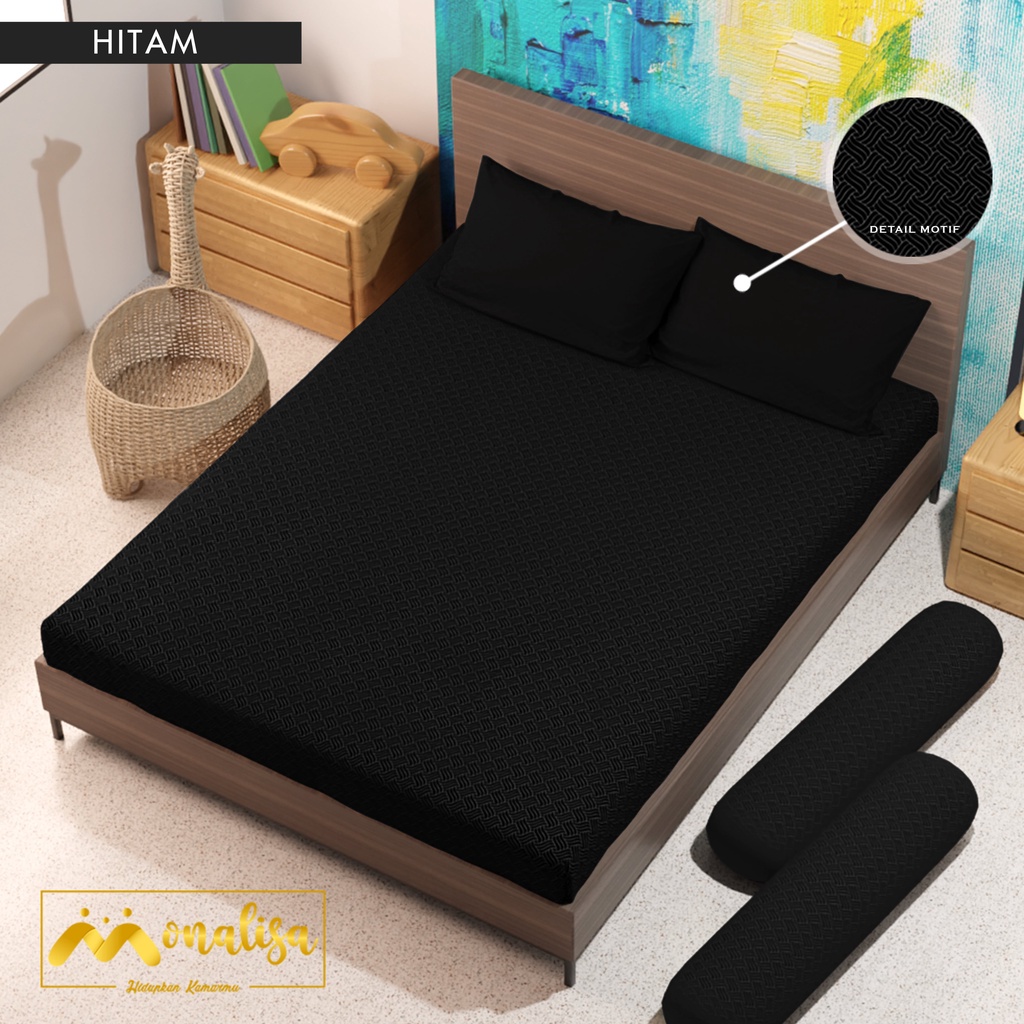 Monalisa Emboss BedCover SET Sprei Uk 160/180 - Hitam