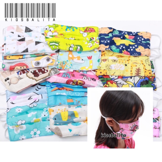 masker anak remaja &amp; dewasa karakter motif /masker aanti virus / masker debu