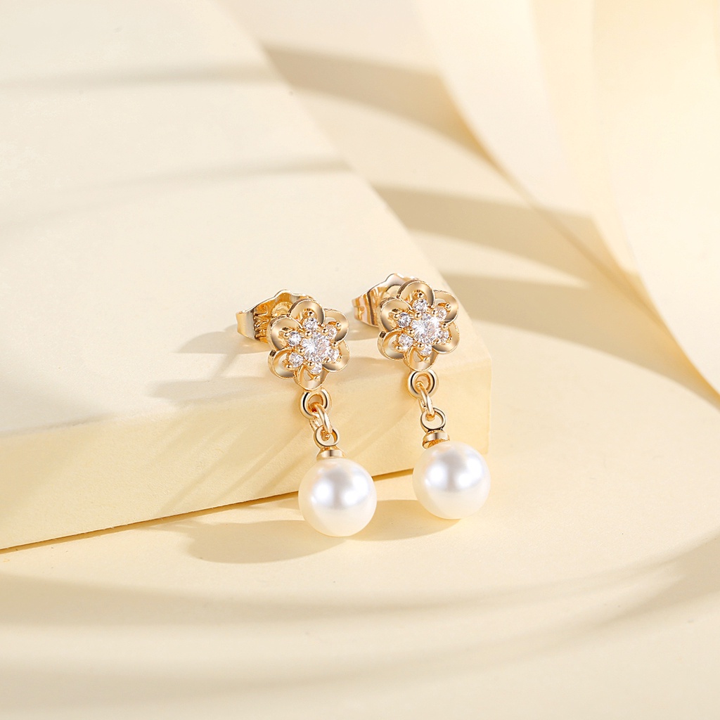 Y670 [COD✔] Anting Flower Pearl Wanita Anting Pejantan Fashion Korea Anting Wanita Korea