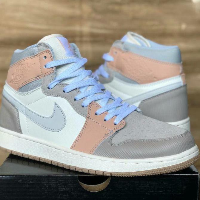 Sepatu Sneakers Nike Air Jordan 1 Mid Milan Grey White Brown Malikaikha