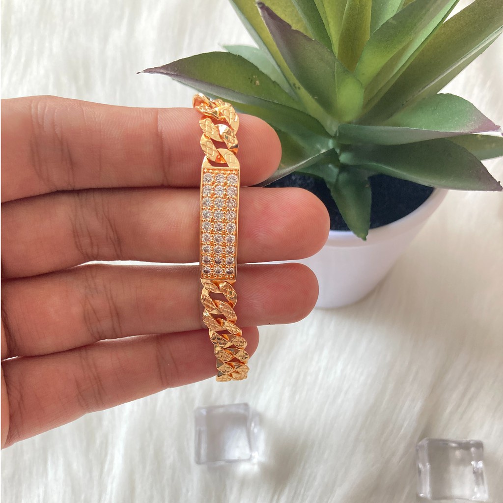 Gelang Rantai Titanium Wanita Anti Karat Xuping Lapis Emas Perhiasan Fashion Wanita Berlapis Emas KTA22-PERMATA POLOS