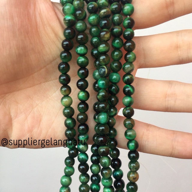 supplier akik tiger eye hijau 8mm natural bongkah gelang kalung batu