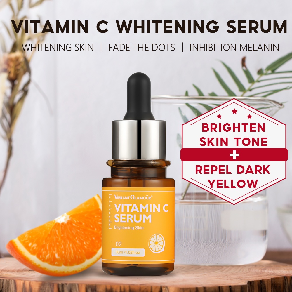 VIBRANT GLAMOUR Vitamin C Cream dan Serum Brightening Set Untuk Wajah Pemutih Pelembab Mencerahkan Kulit Memudarkan Flek Hitam