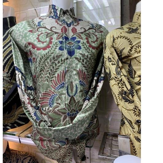 ✰Paling Murah Baju Batik Pria Lengan Panjang TANPA Lapisan furing hijau sage,warna hijau daun,hijau 